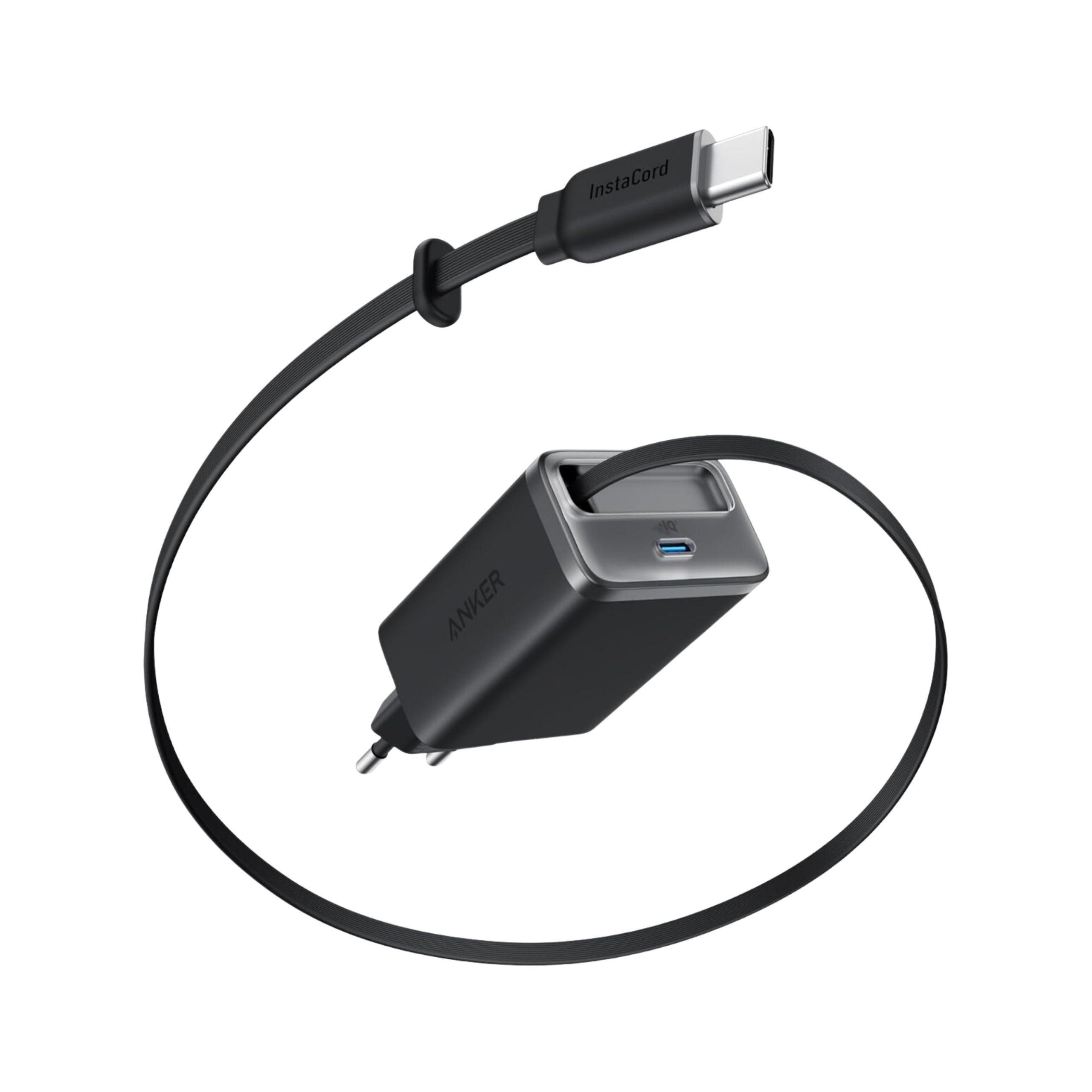 Anker Nano Charger 35W, Built-In Retractable USB-C Cable - Black